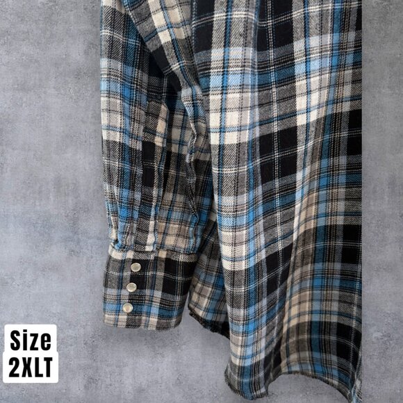 Wrangler Mens 2XLT Button Down Long Sleeve 100% Cotton Flannel Shirt - Picture 3 of 7